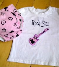 Rock Star Diaper & Appliqued Shirt 3-6 mth