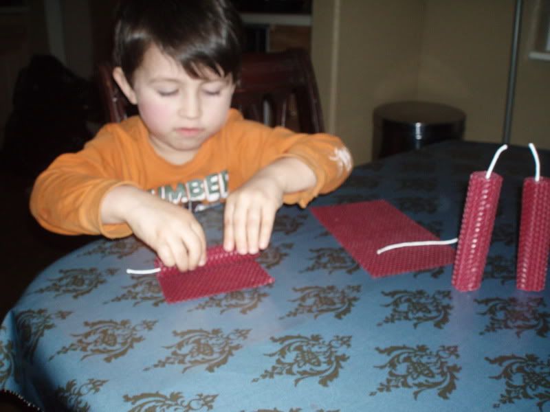 Ethan making advent candles