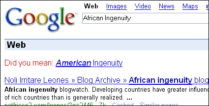 [Image: Google result for 'African Ingenuity']
