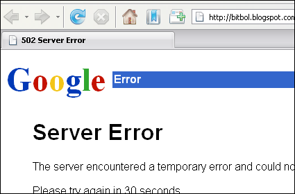 [Image: Google error on my blog]