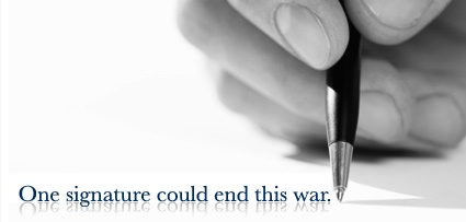 [Image: 'One signature away from ending the war']