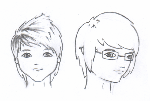 anime drawings of people. drawing of an anime-like