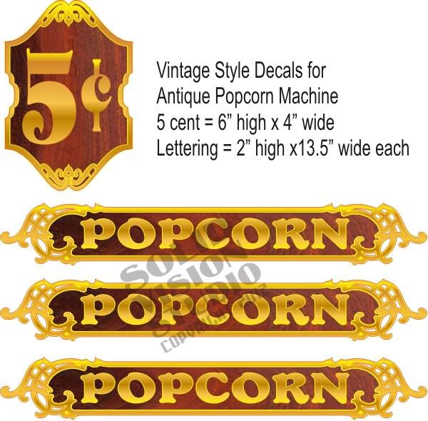 Popcorn Machine Decals for Bob's Antique Restoration 4 Piece Set Sign Decals eBay