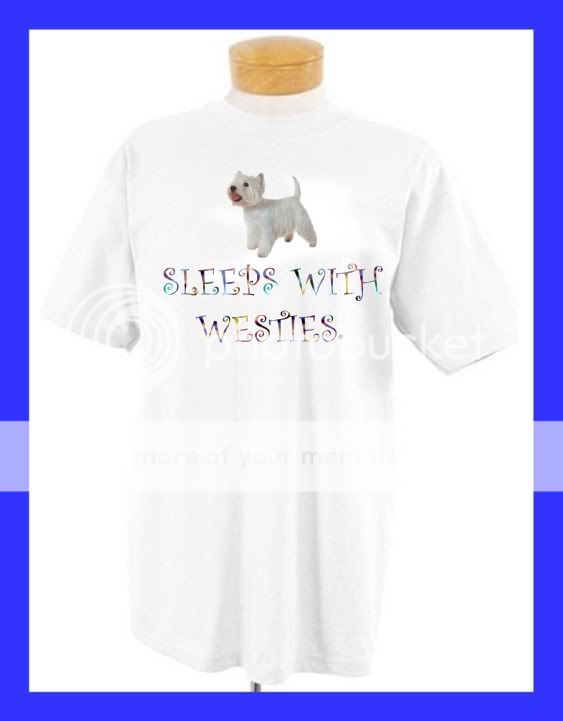 SLEEPS WITH WESTIES NIGHT SHIRT T SHIRT west highland  