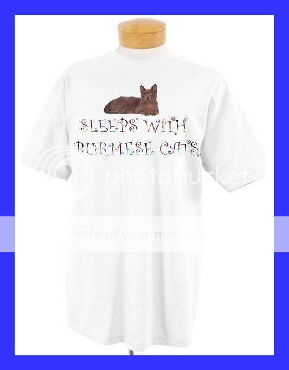 SLEEPS WITH BURMESE CATS CAT NIGHT SHIRT T SHIRT NEW  