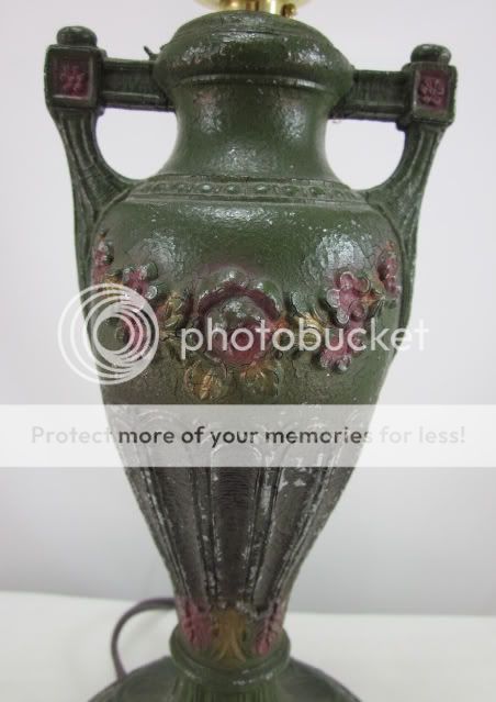   Painted Urn Pot Metal 11 Lamp w Intense Patina Character & Charm