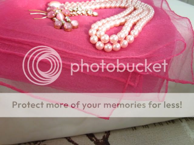   Italian Beaded Purse Rhinestone Brooch Pink Pearl Necklace & Scarf