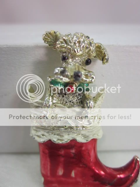   Gerrys Poodle in Stocking Signed Christmas Brooch Pin Adorable  