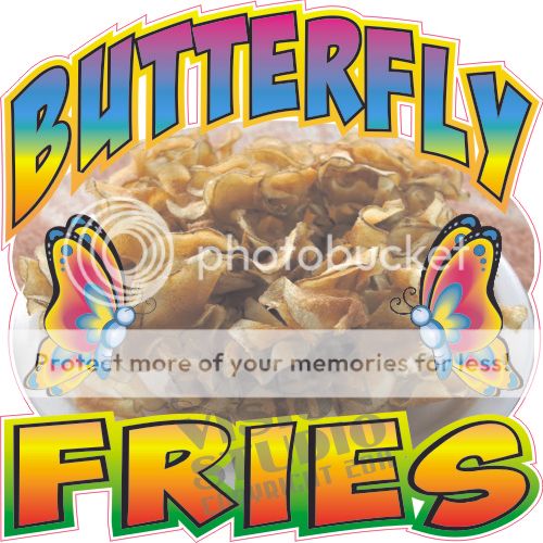 14" Butterfly Fries Fried Food Bar Restaurant Menu Sign Concession Trailer Decal